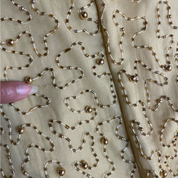 HOST PICK 🌟 Vintage 1960s Laurence Kazar Yellow Silk Beaded Floor-Length Gown 🌟 - Picture 13 of 16